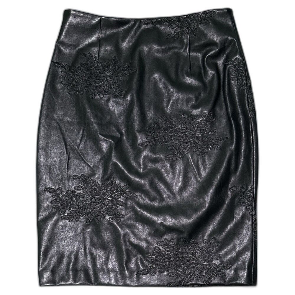 Worthington Faux Leather Pencil Skirt Women’s Size 10 Black Whimsy Goth Witchy